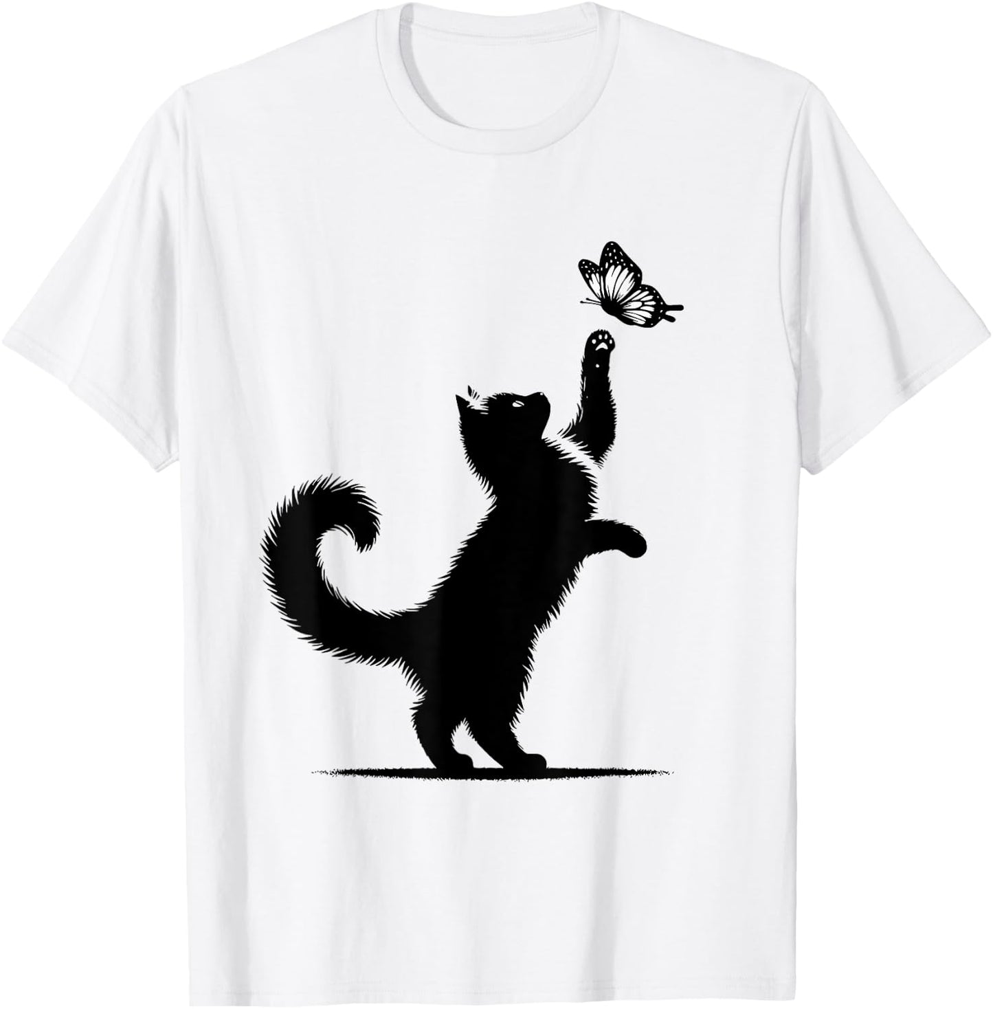 Cat Butterfly Cat Mom Girls Kitten Cat Lover T-Shirt - T-Shirt | White