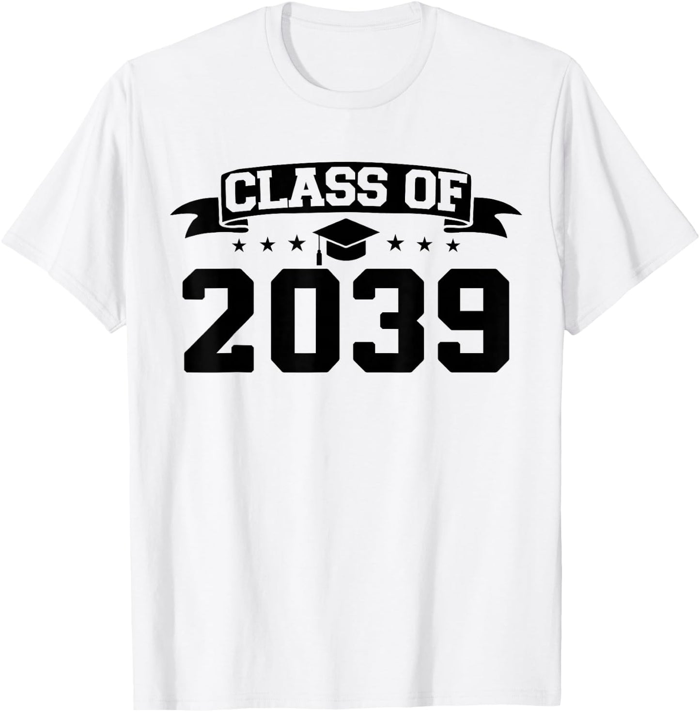Class of 2039 Grow With Me Graduation Handprint On Back T-Shirt - T-Shirt | White