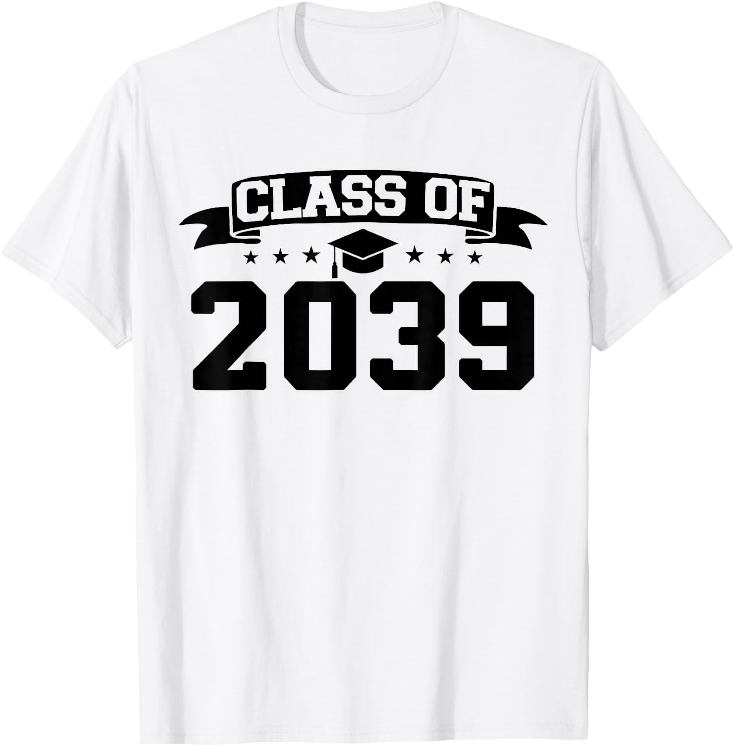 Class of 2039 Grow With Me Graduation Handprint On Back T-Shirt - T-Shirt | White