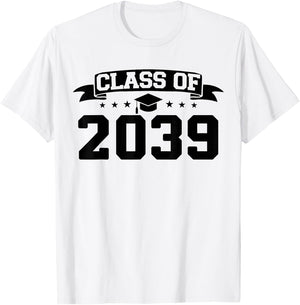 Class of 2039 Grow With Me Graduation Handprint On Back T-Shirt - T-Shirt | White