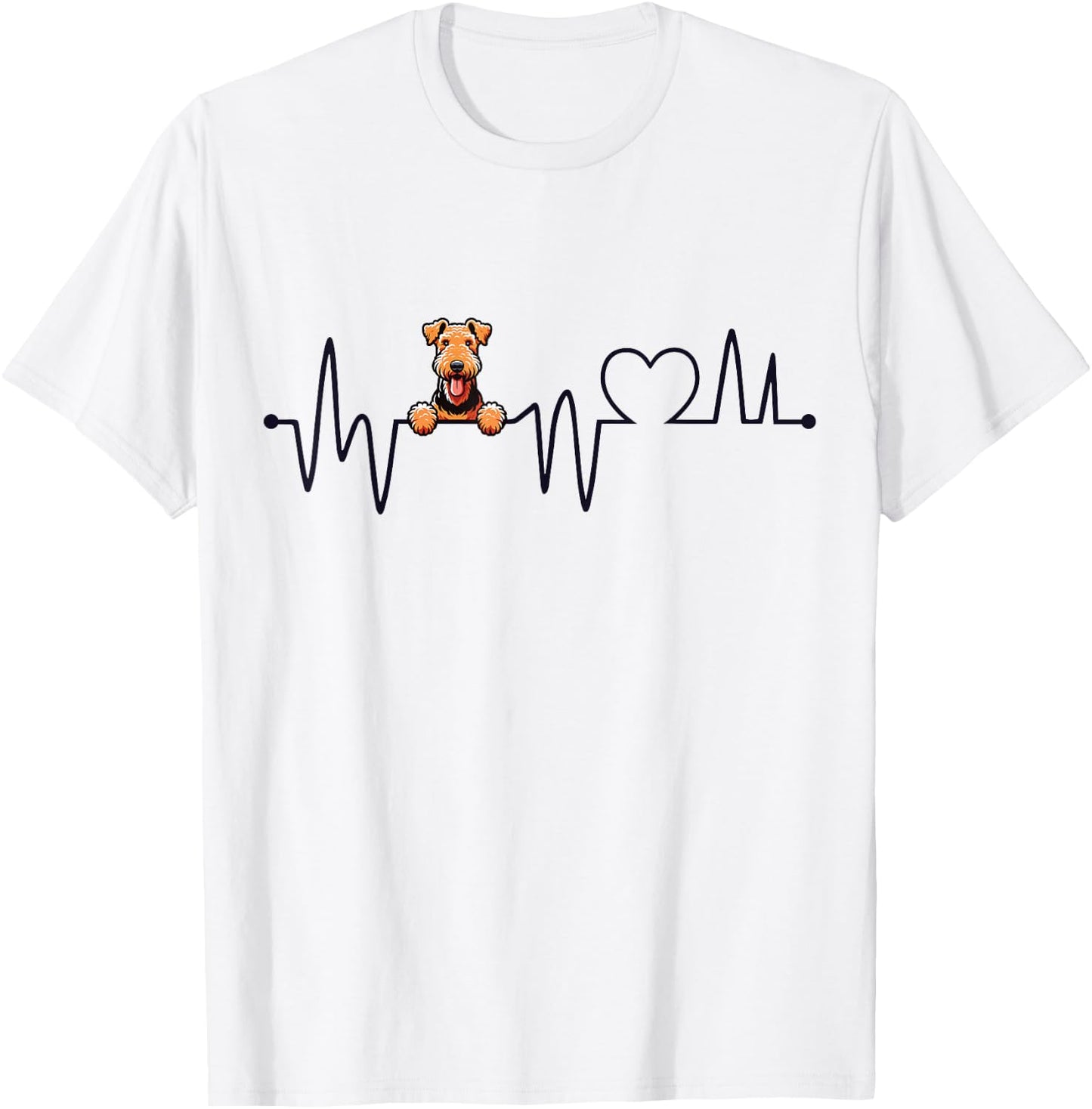 Airedale Terrier Heartbeat - Men Women Kids Airedale Lover T-Shirt - T-Shirt | White