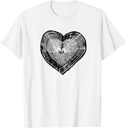 Outdoor Nature Lover Tree Ring Heart Earth Day T-Shirt - T-Shirt | White
