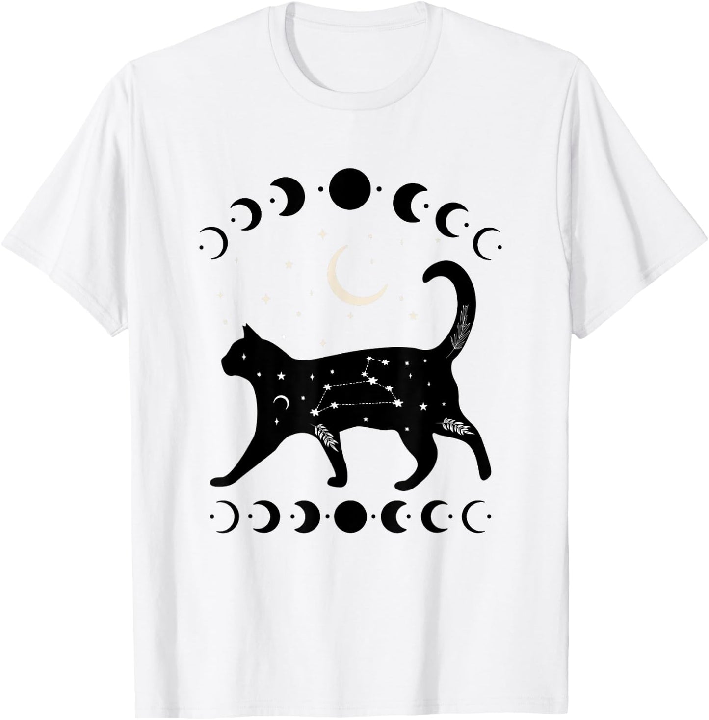Crescent Moon Cat Star Mystical Celestial Women Men Kids T-Shirt - T-Shirt | White
