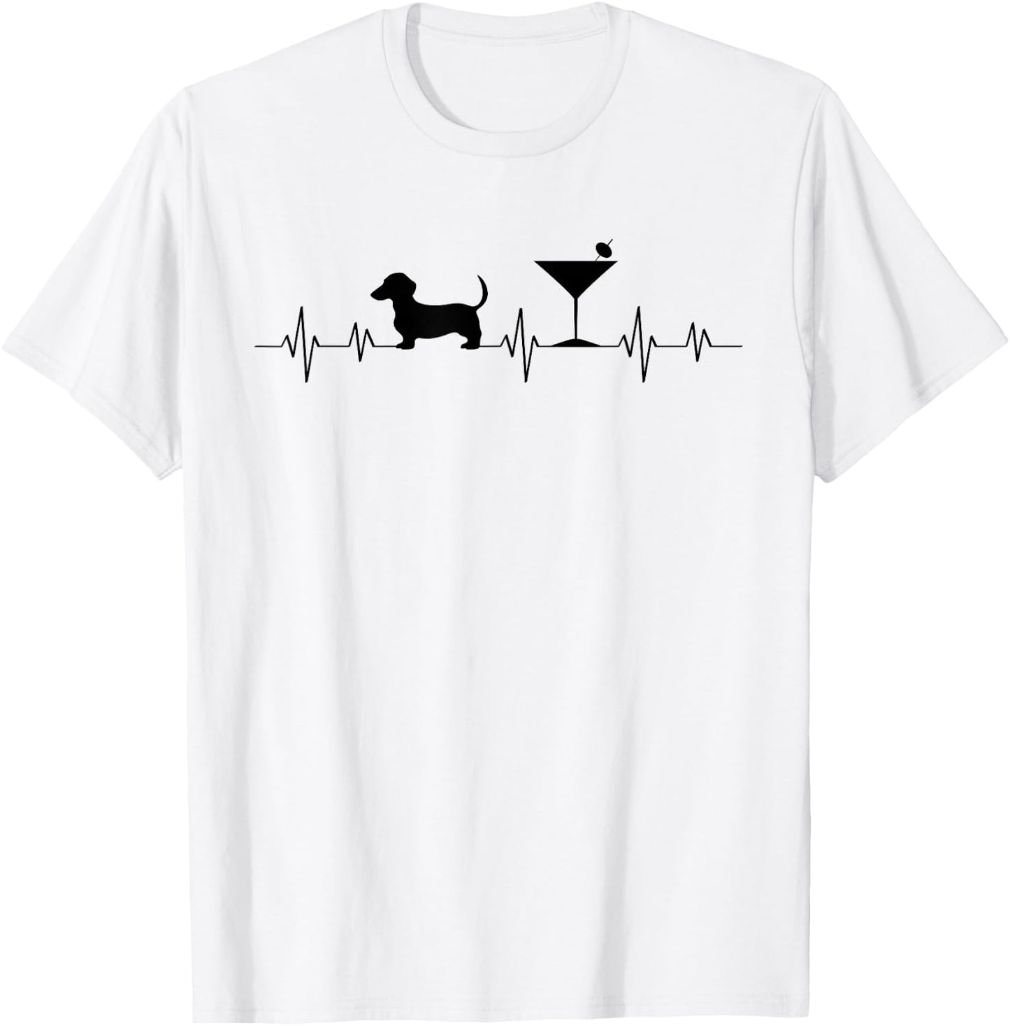 Weenies Martinis EKG Heartbeat Love Vintage Dachshund T-Shirt - T-Shirt | White
