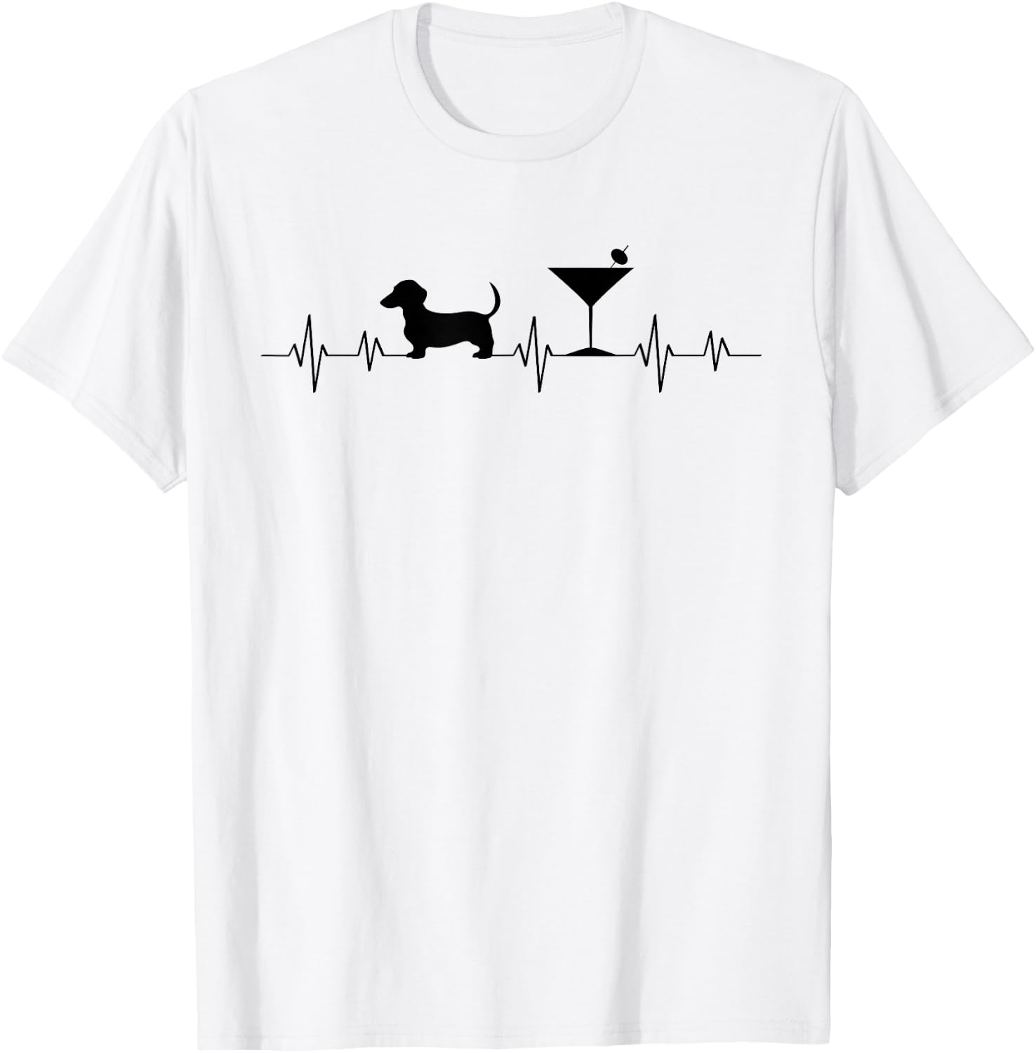 Weenies Martinis EKG Heartbeat Love Vintage Dachshund T-Shirt - T-Shirt | White
