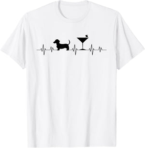 Weenies Martinis EKG Heartbeat Love Vintage Dachshund T-Shirt - T-Shirt | White