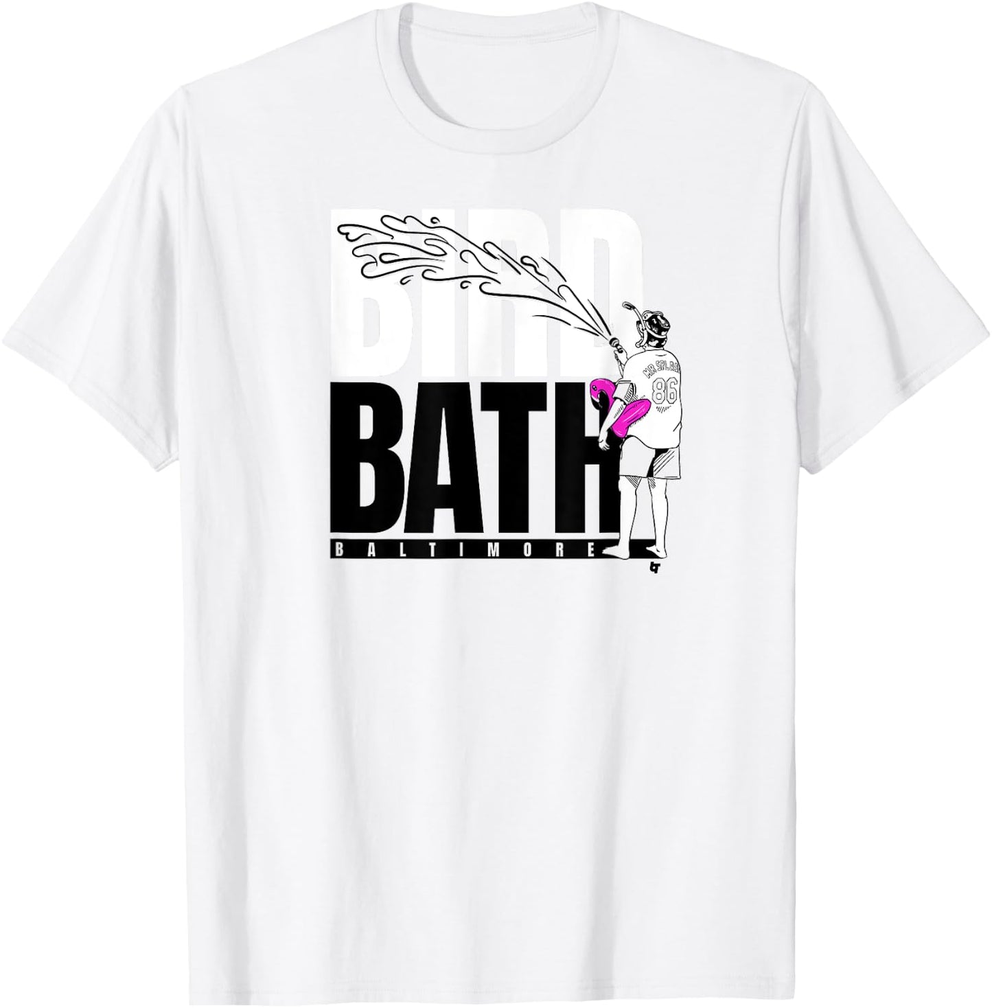 Baltimore Baseball: Mr. Splash Bird Bath T-Shirt - T-Shirt | White