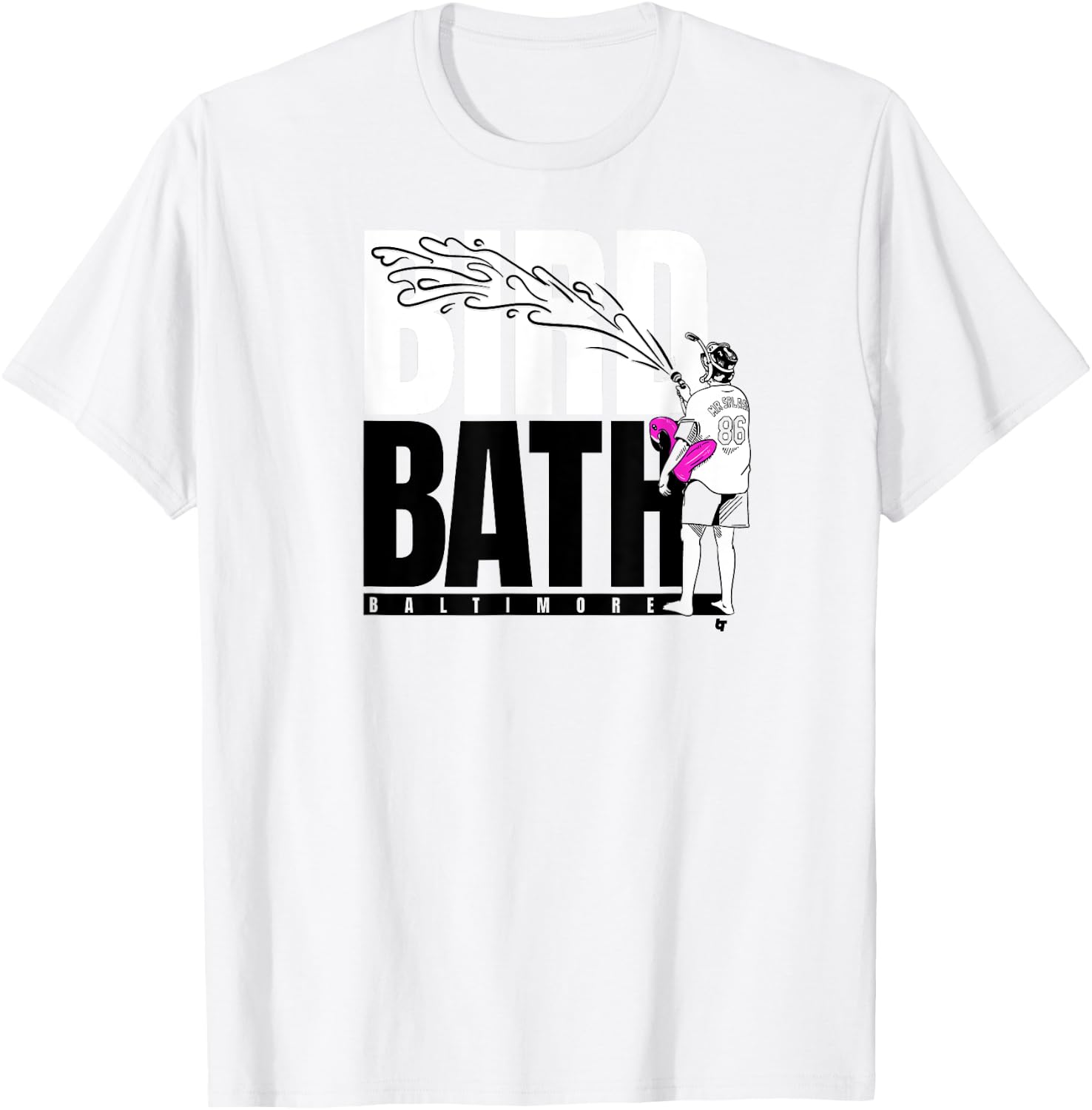 Baltimore Baseball: Mr. Splash Bird Bath T-Shirt - T-Shirt | White