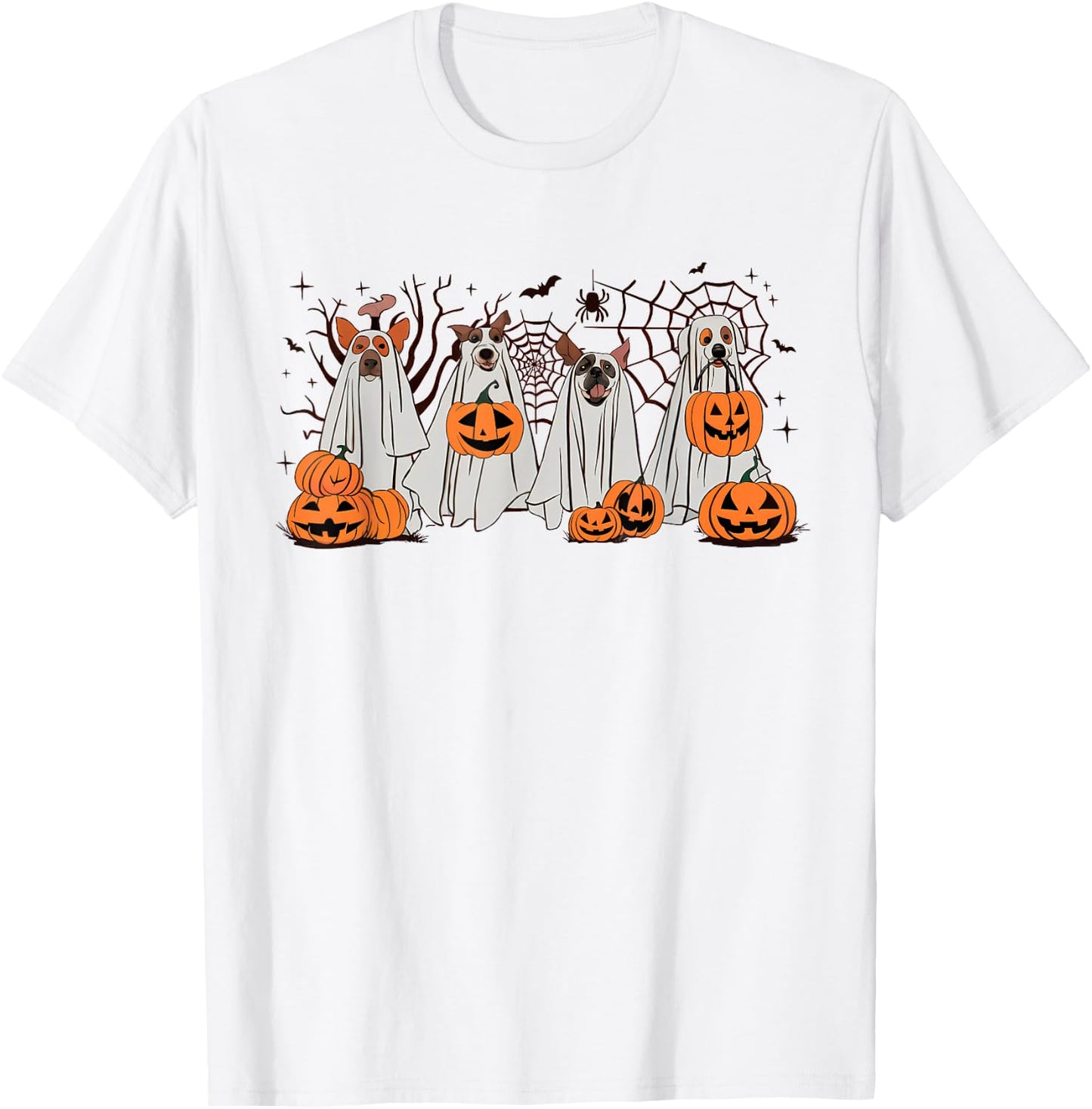 Halloween Boo Dogs Ghost Pumpkins Spooky Dog Lover Outfit Men Women Kids T-Shirt - T-Shirt | White