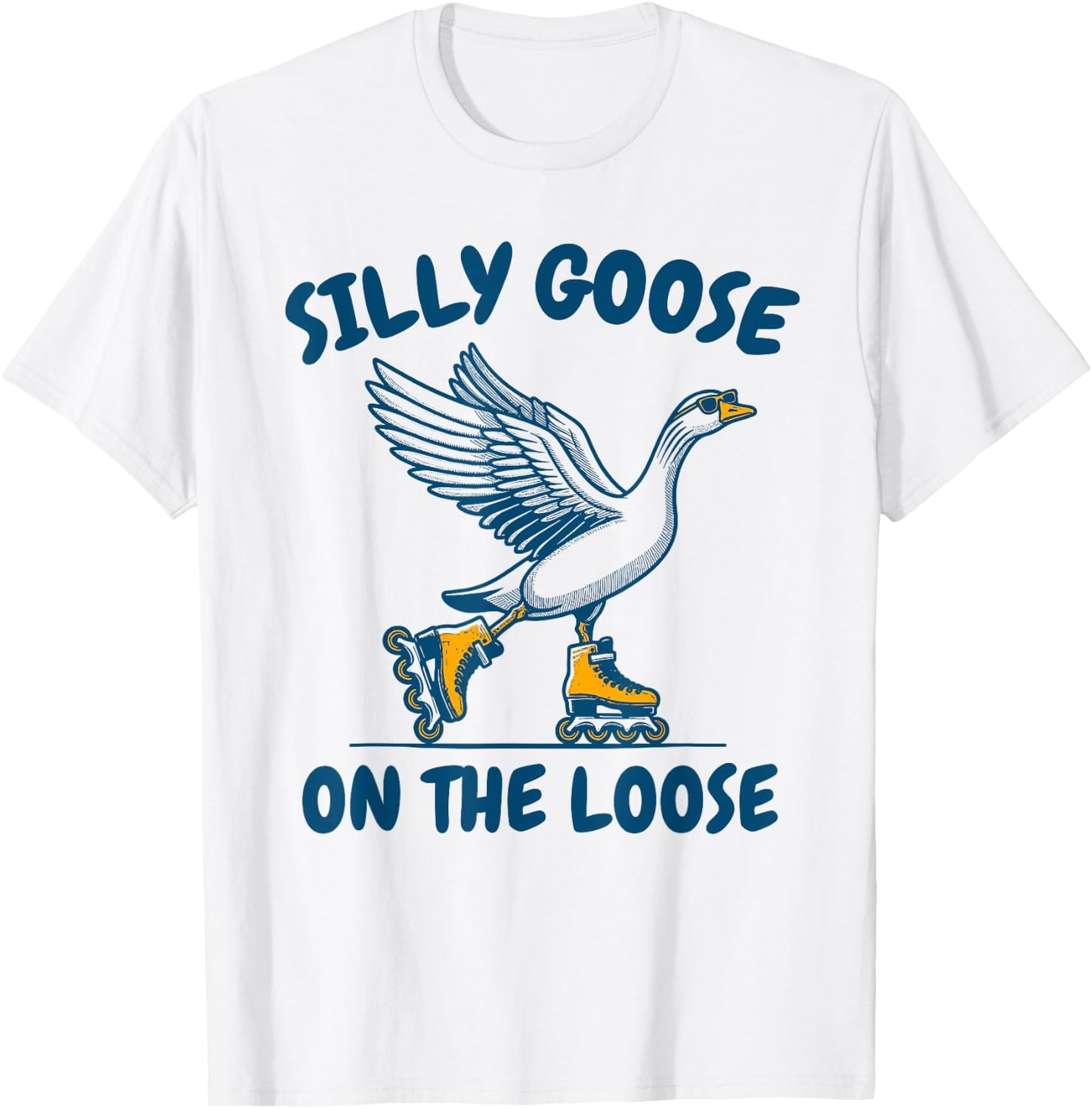 Funny Goose On The Escape Funny Animal Joke Retro Goose T-Shirt - T-Shirt | White