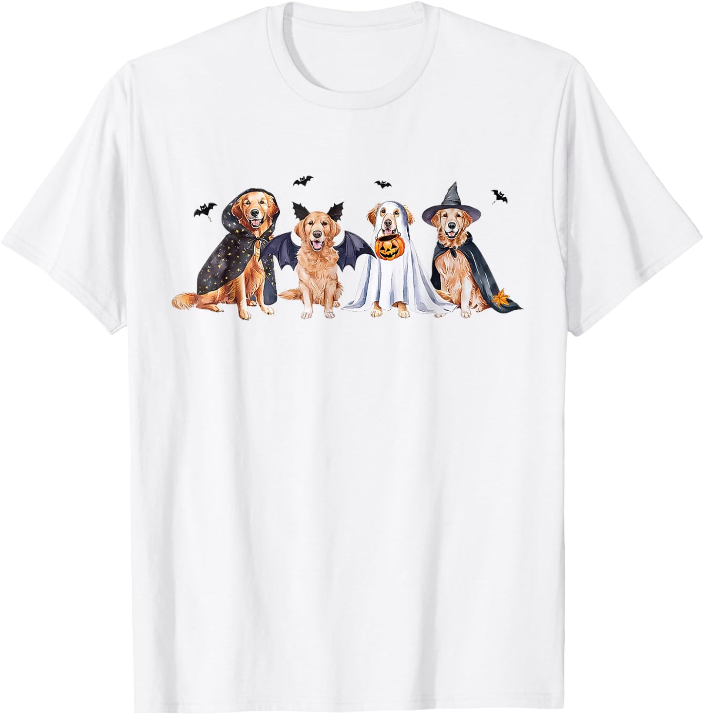 Golden Retriever Ghost Dog Halloween Golden Retriever Witch Women Kids T-Shirt - T-Shirt | White
