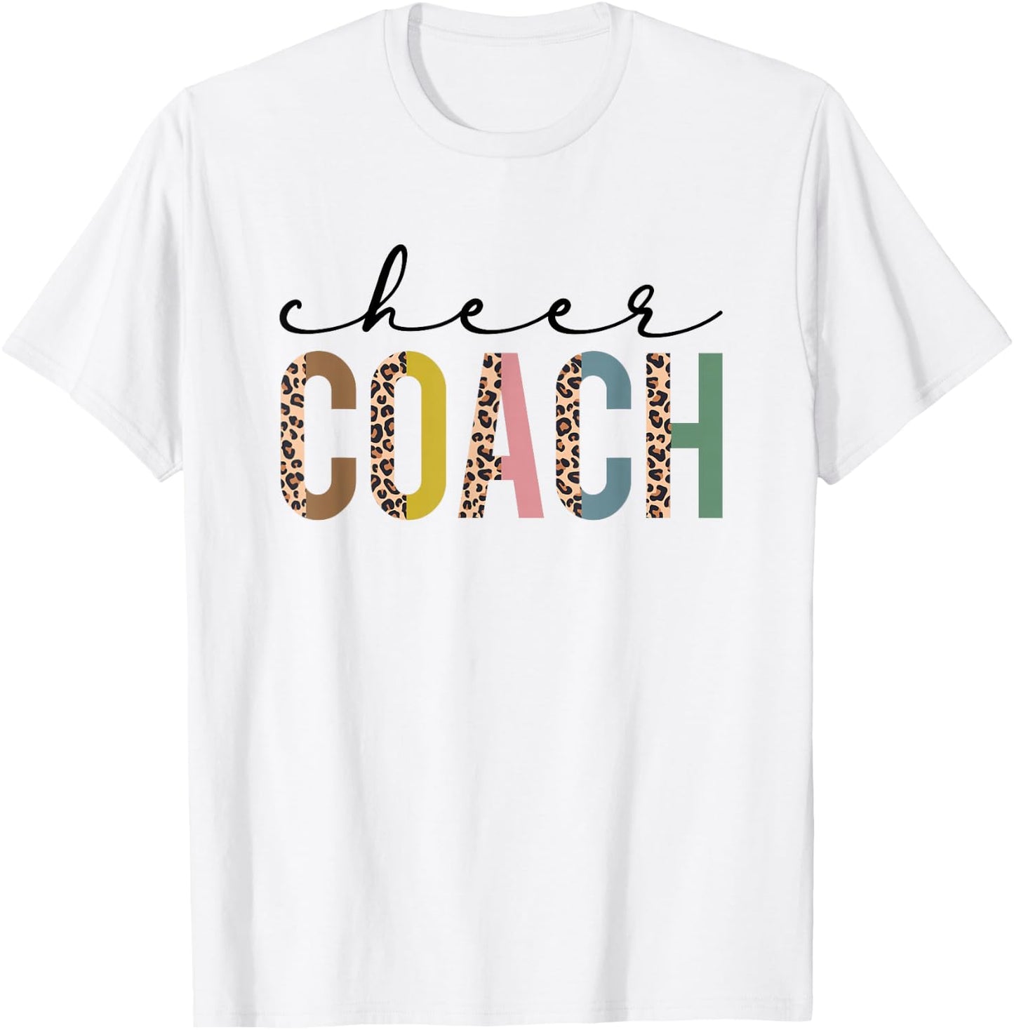 Cheer Coach Leopard Cheerleading Props Cute Cheer For Coach T-Shirt - T-Shirt | White