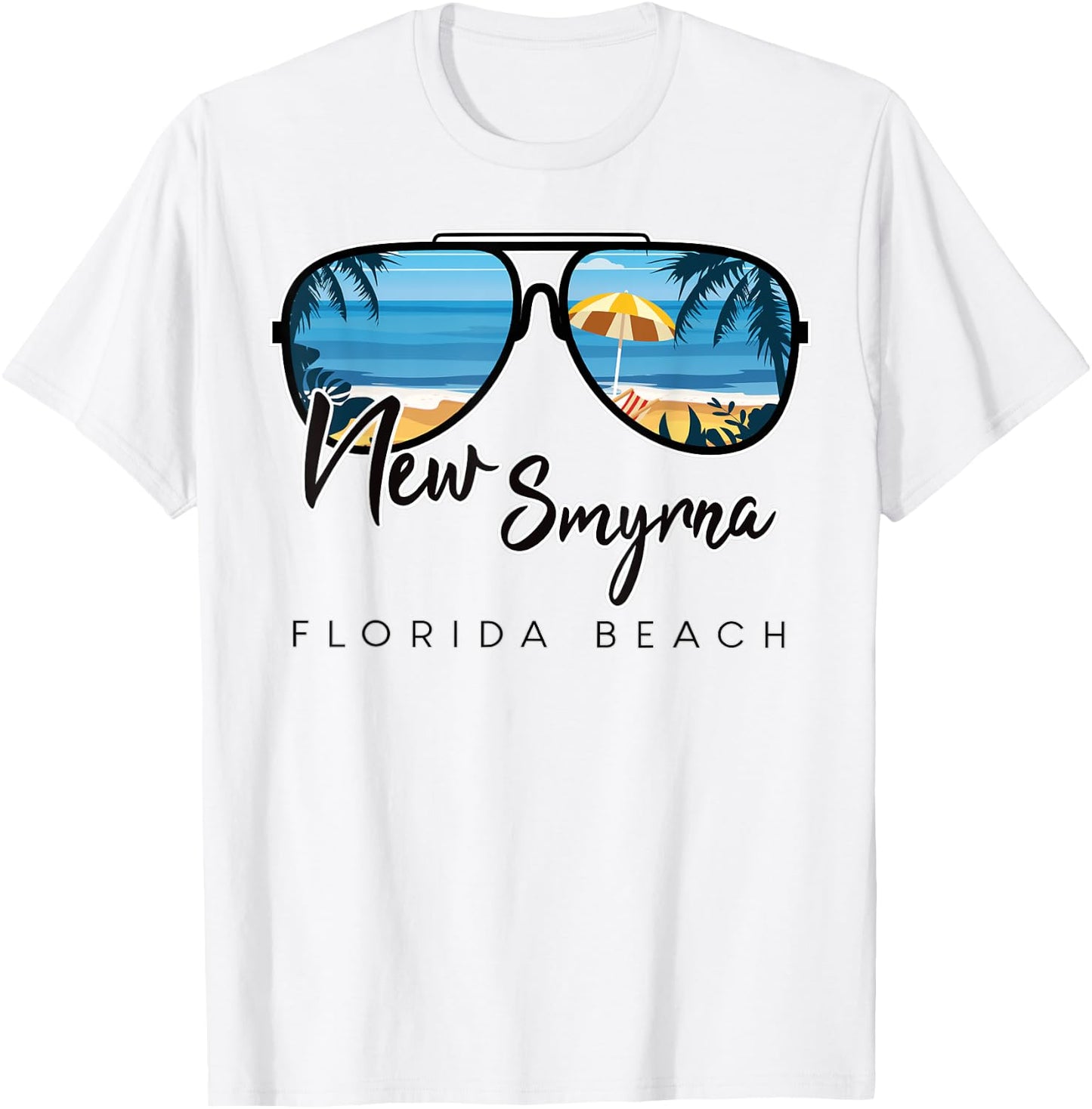 New Smyrna Beach Florida Palm Tree Sunglasses Souvenir Women Kids T-Shirt - T-Shirt | White