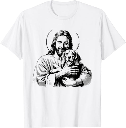 Jesus Beagle Dog - Funny Christian Religious Dog Lover Men Women Kids T-Shirt - T-Shirt | White