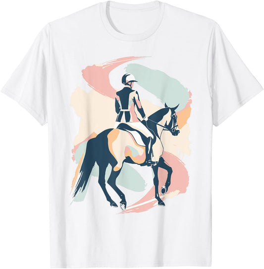 Pastel Abstract Shapes Horseback Riding Equestrian Sports T-Shirt - T-Shirt | White