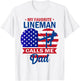 My Favorite Lineman Calls Me Dad American Flag Father's Day T-Shirt - T-Shirt | White