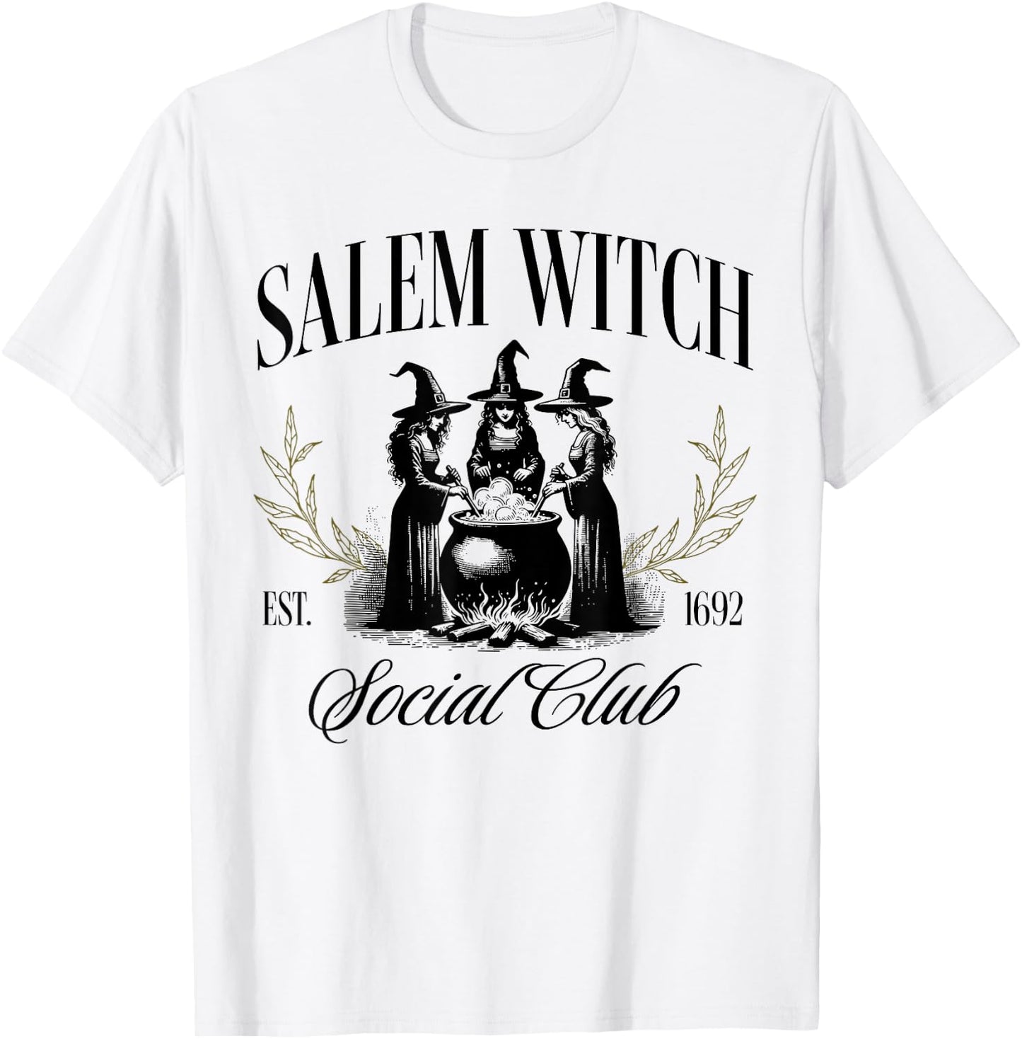 Salem 1692 Social Club Witch Halloween Witchy Women Girls T-Shirt - T-Shirt | White