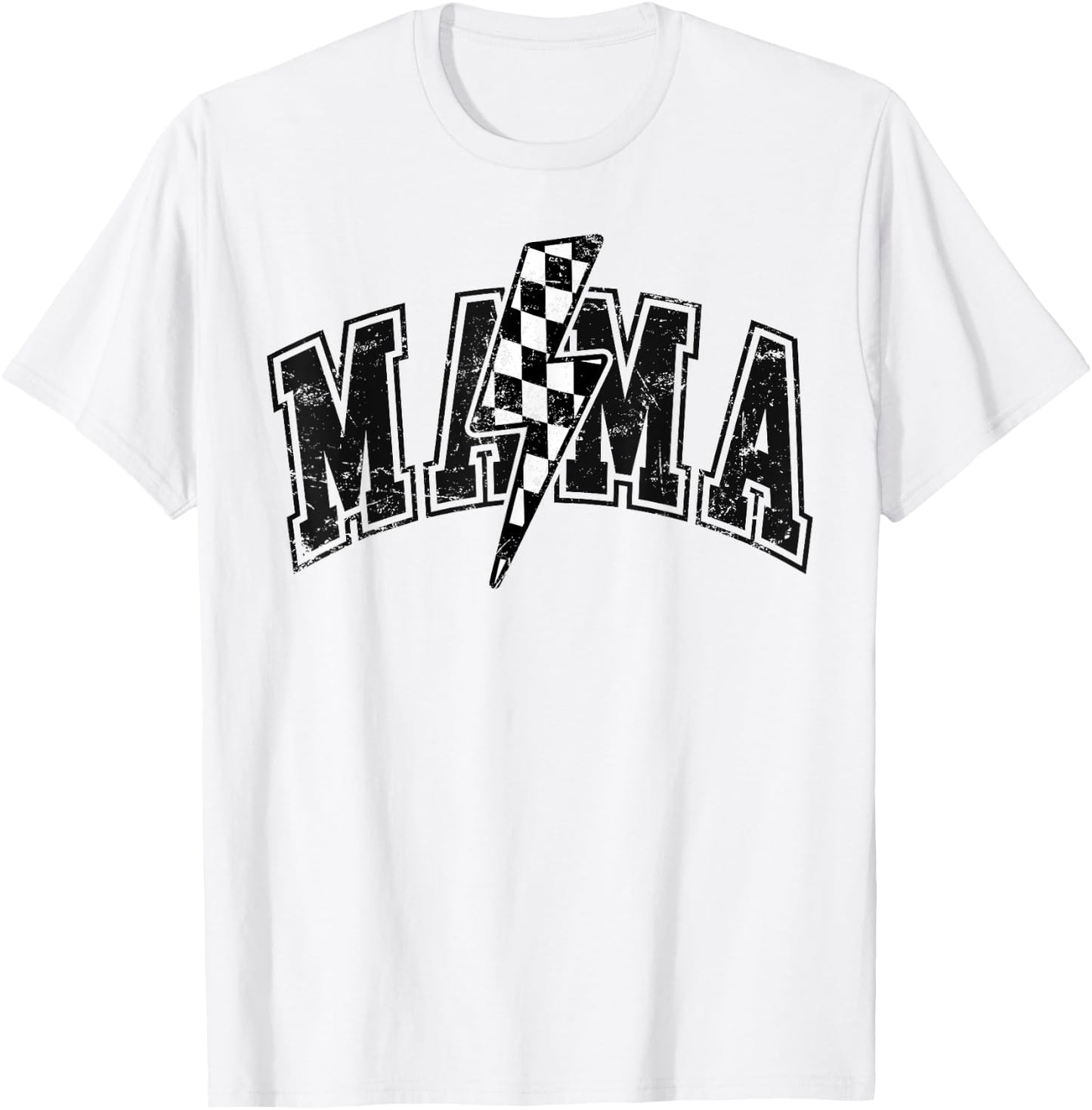 Mama Lightning Bolt Checkered Varsity For Mom Women T-Shirt - T-Shirt | White
