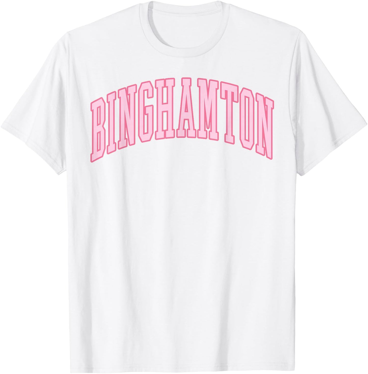 Binghamton Vintage Preppy Varsity Pink Sports T-Shirt - T-Shirt | White