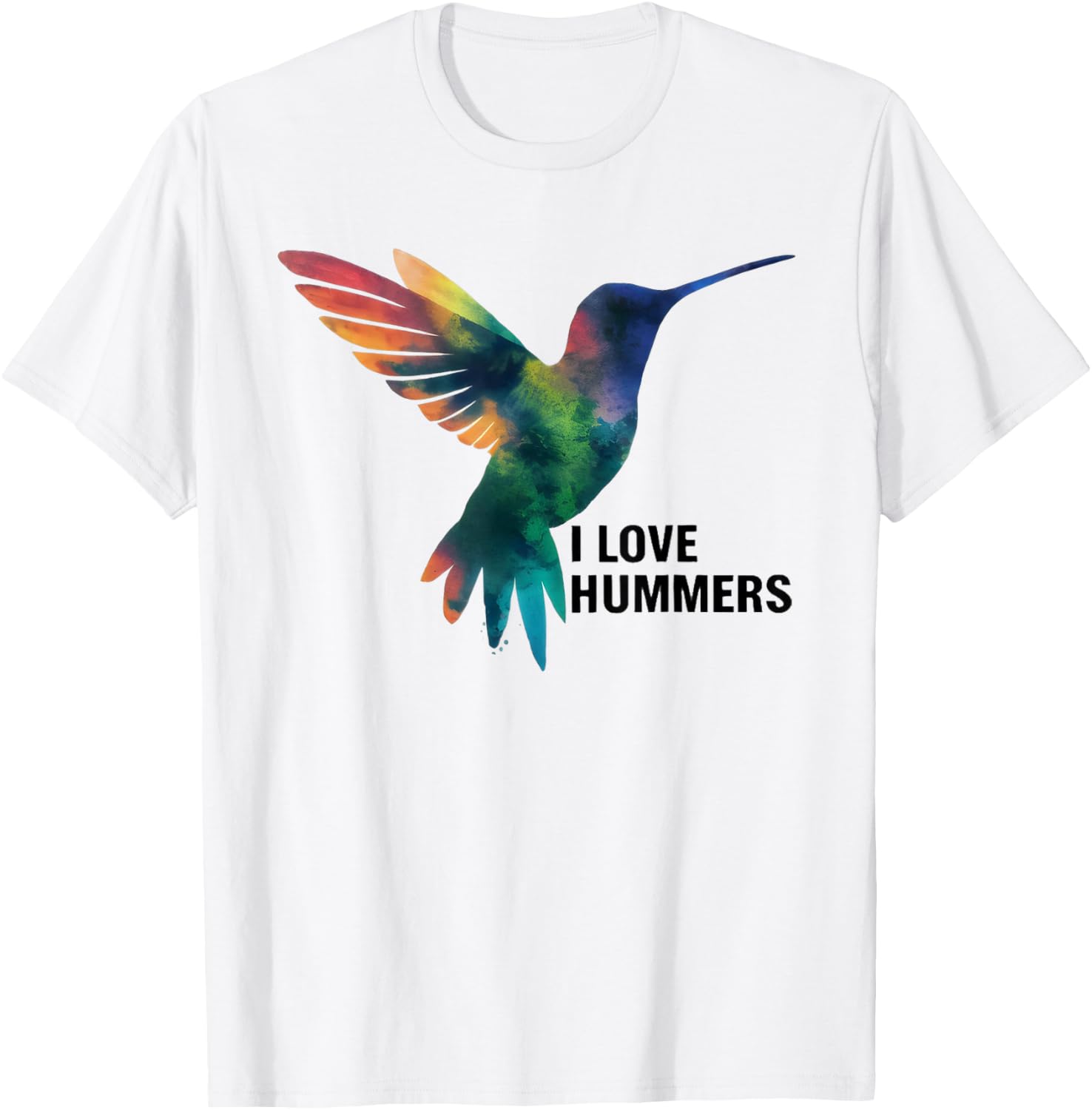 I Love Hummers bird Watercolor Stylized Colibri T-Shirt - T-Shirt | White
