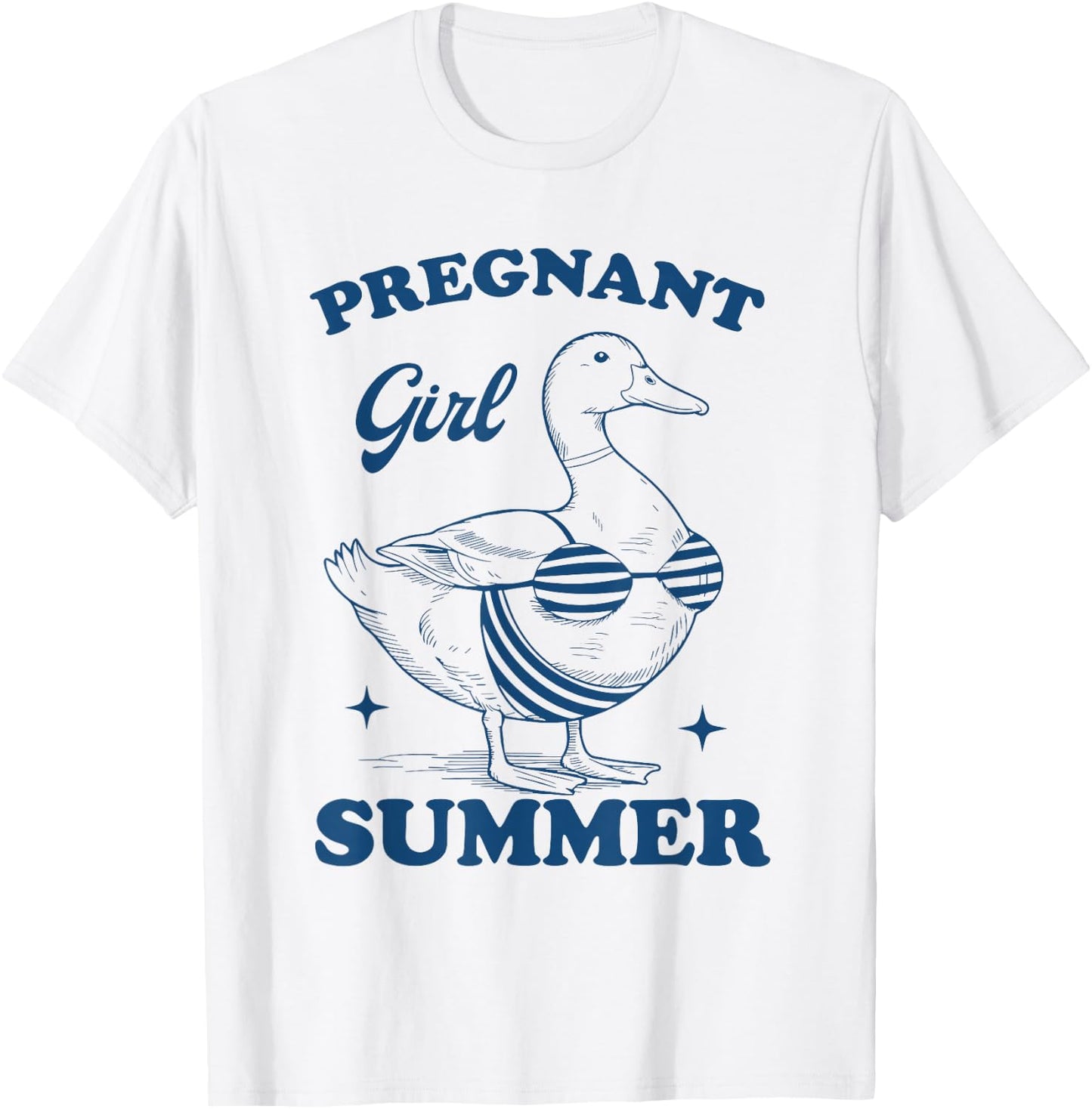 Pregnant Girl Summer Funny Baby Announcement Goose Mom T-Shirt - T-Shirt | White