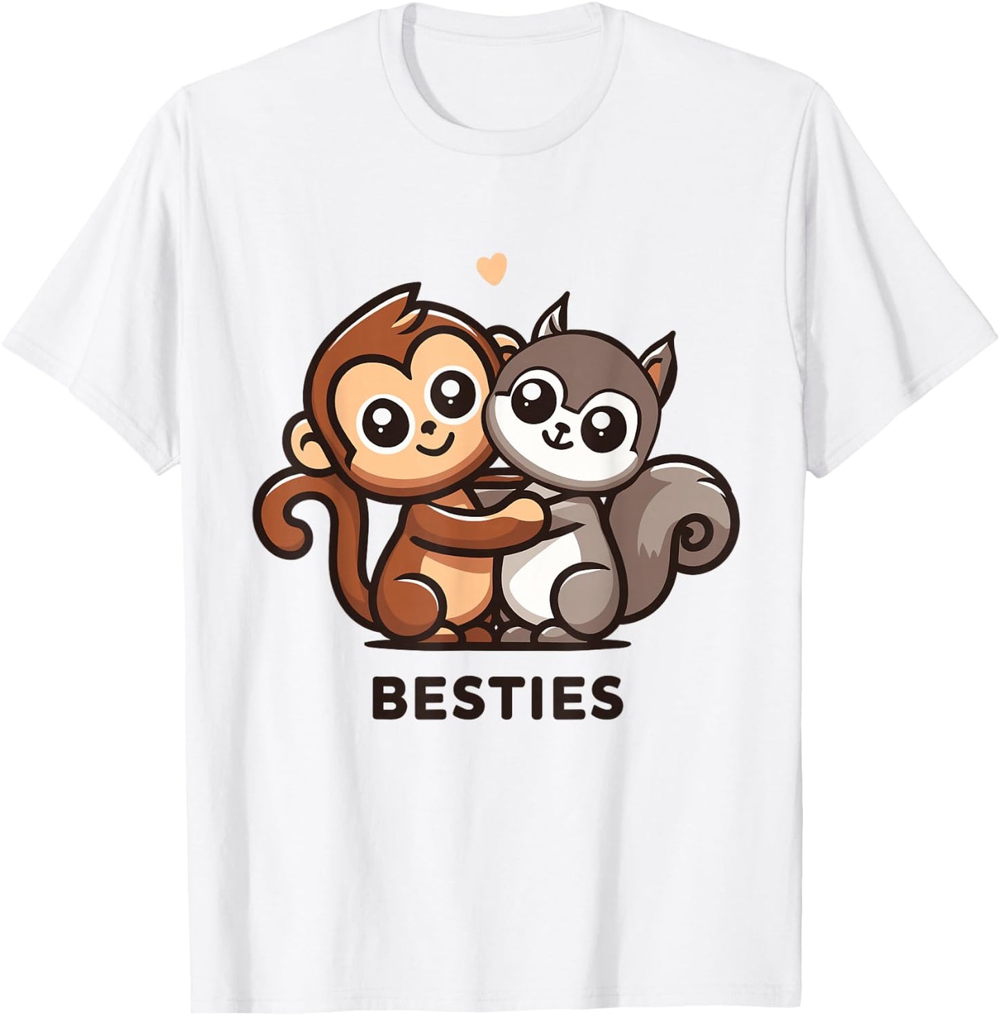 Cute Monkey and Squirrel Besties Friends Best Pal T-Shirt - T-Shirt | White