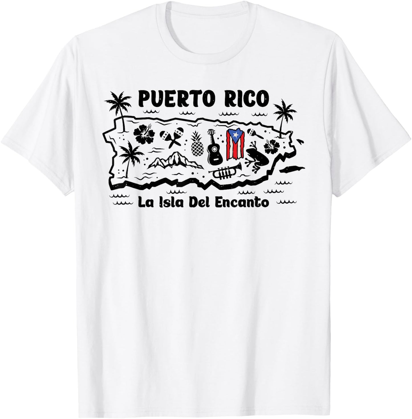 Puerto Rico La Isla del Encanto Puerto Rican Flag Retro T-Shirt - T-Shirt | White