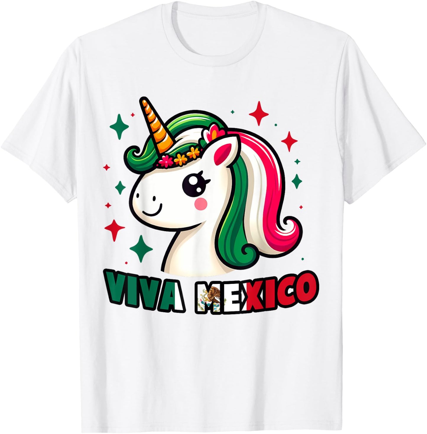 Unicorn Viva Mexico Mexican Independence Day Kids Boys Girls T-Shirt - T-Shirt | White