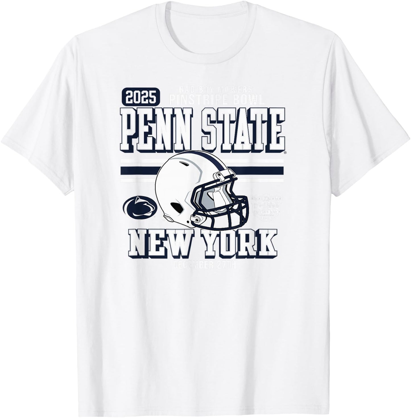 Penn State Nittany Lions Pinstripe Bowl 2025 Football Gray T-Shirt - T-Shirt | White