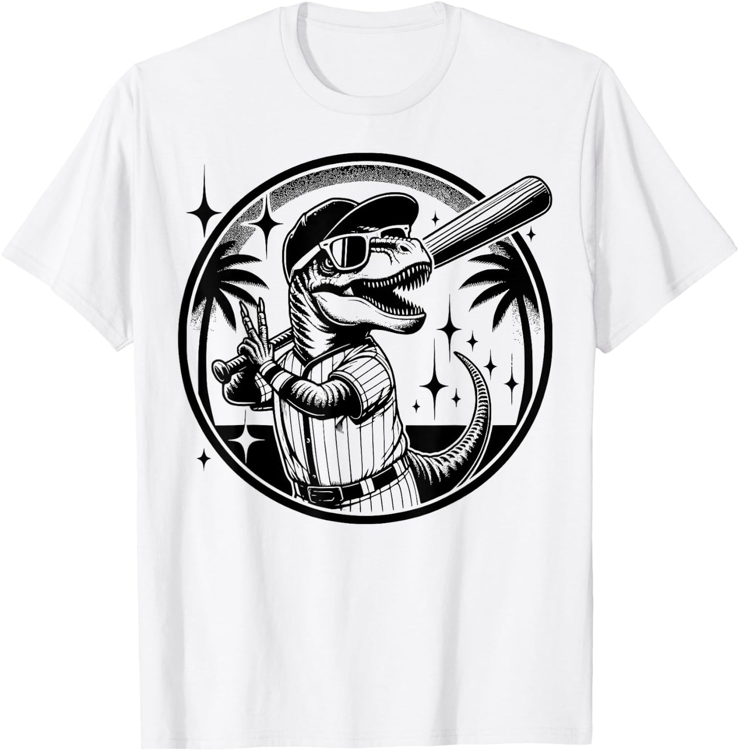 Funny T-rex Dinosaur Baseball Shirt Kids Men Women Softball T-Shirt - T-Shirt | White