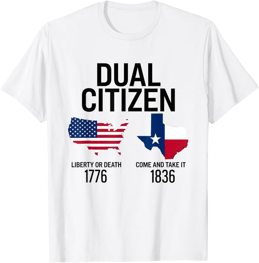 Dual Citizen Texas Pride Born and Raise USA TX Map Flag T-Shirt - T-Shirt | White