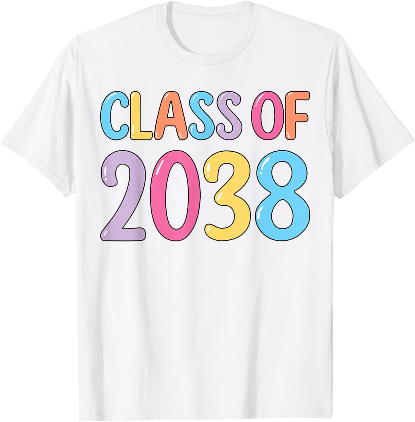 Class of 2038 Grow With Me K to 12 Grade Handprints On Back T-Shirt - T-Shirt | White