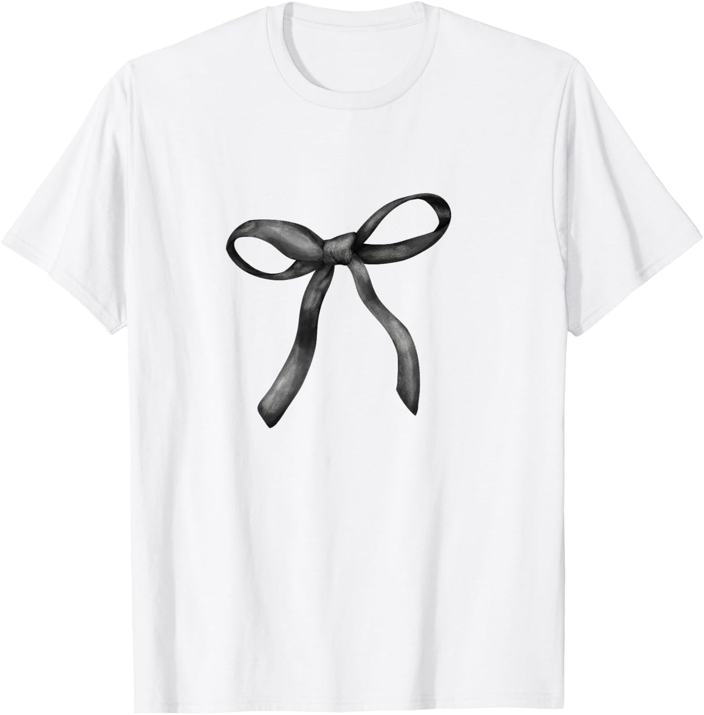 Black Bow Coquette Girly Aesthetic T-Shirt - T-Shirt | White