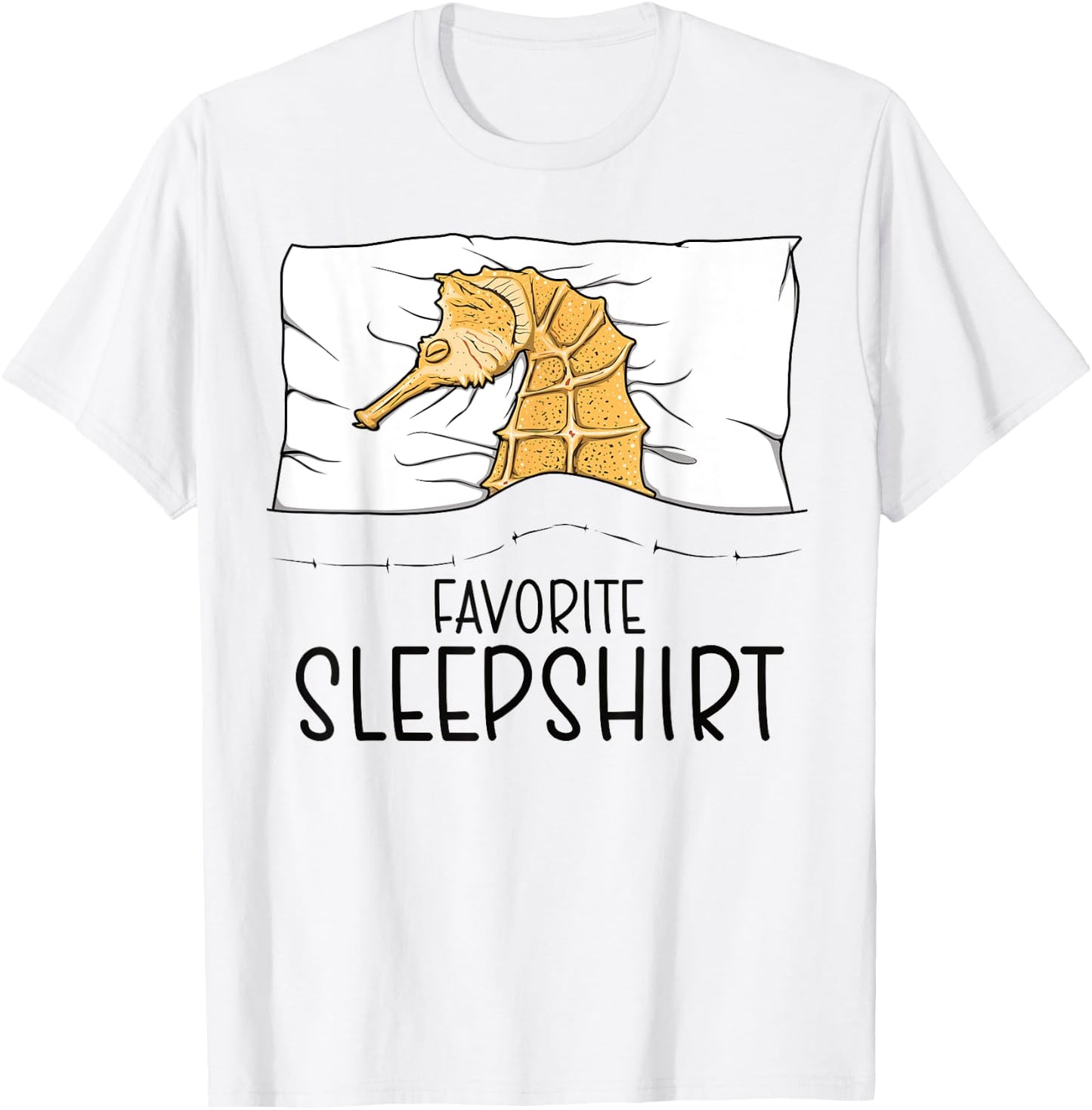 Favorite Sleepshirt Seahorse, Napping Seahorse Pajama T-Shirt - T-Shirt | White
