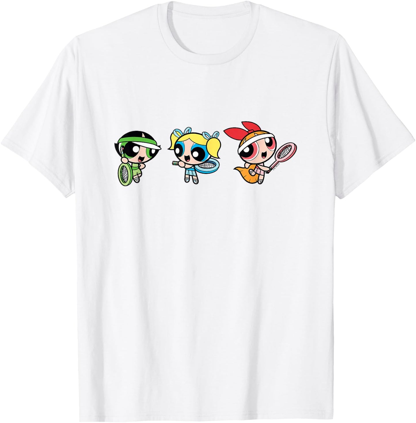 The Powerpuff Girls Ready For A Tennis Match T-Shirt - T-Shirt | White