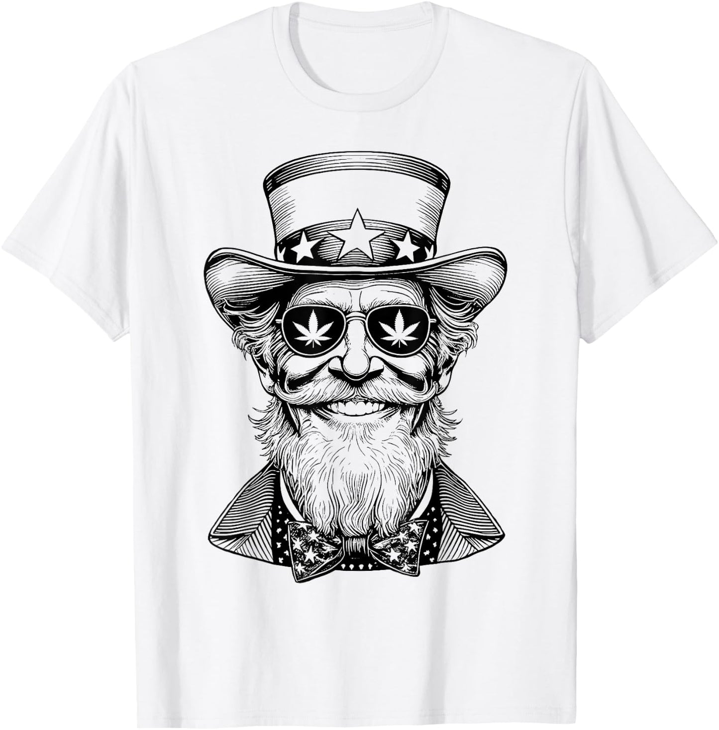 Weed Uncle Sam USA Funny 4th Of July 420 Stoner Marijuana Women Men T-Shirt - T-Shirt | White