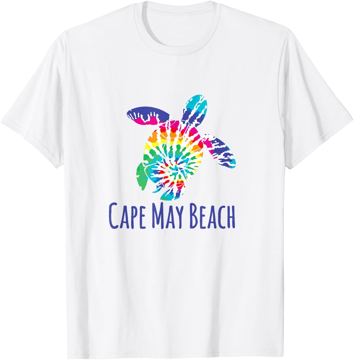 Cape May Beach New Jersey Batik Tie Dye Loggerhead Turtle T-Shirt - T-Shirt | White