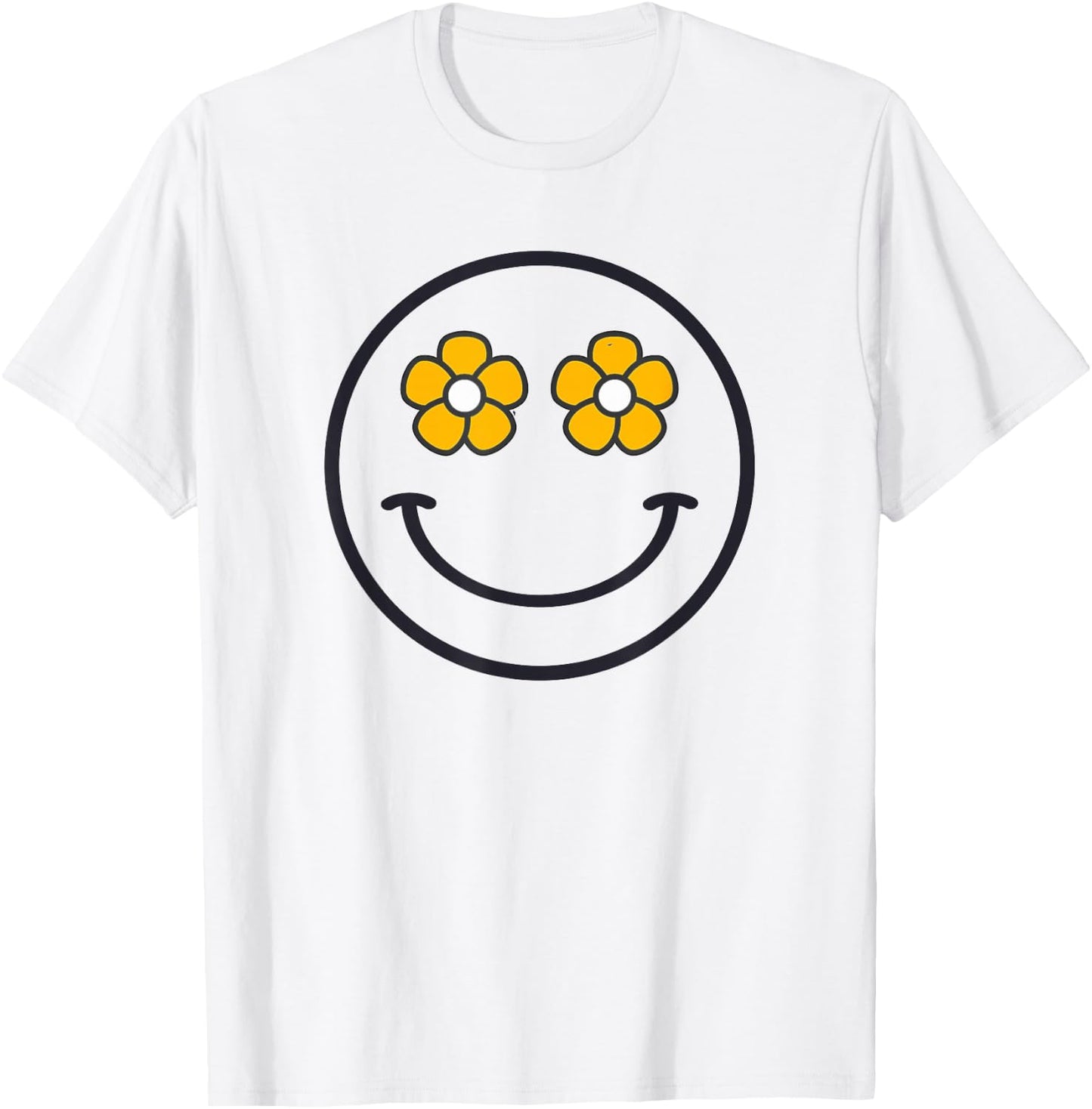 Funny Smiling Flowers Women Girls Cool Happy Face Smile T-Shirt - T-Shirt | White