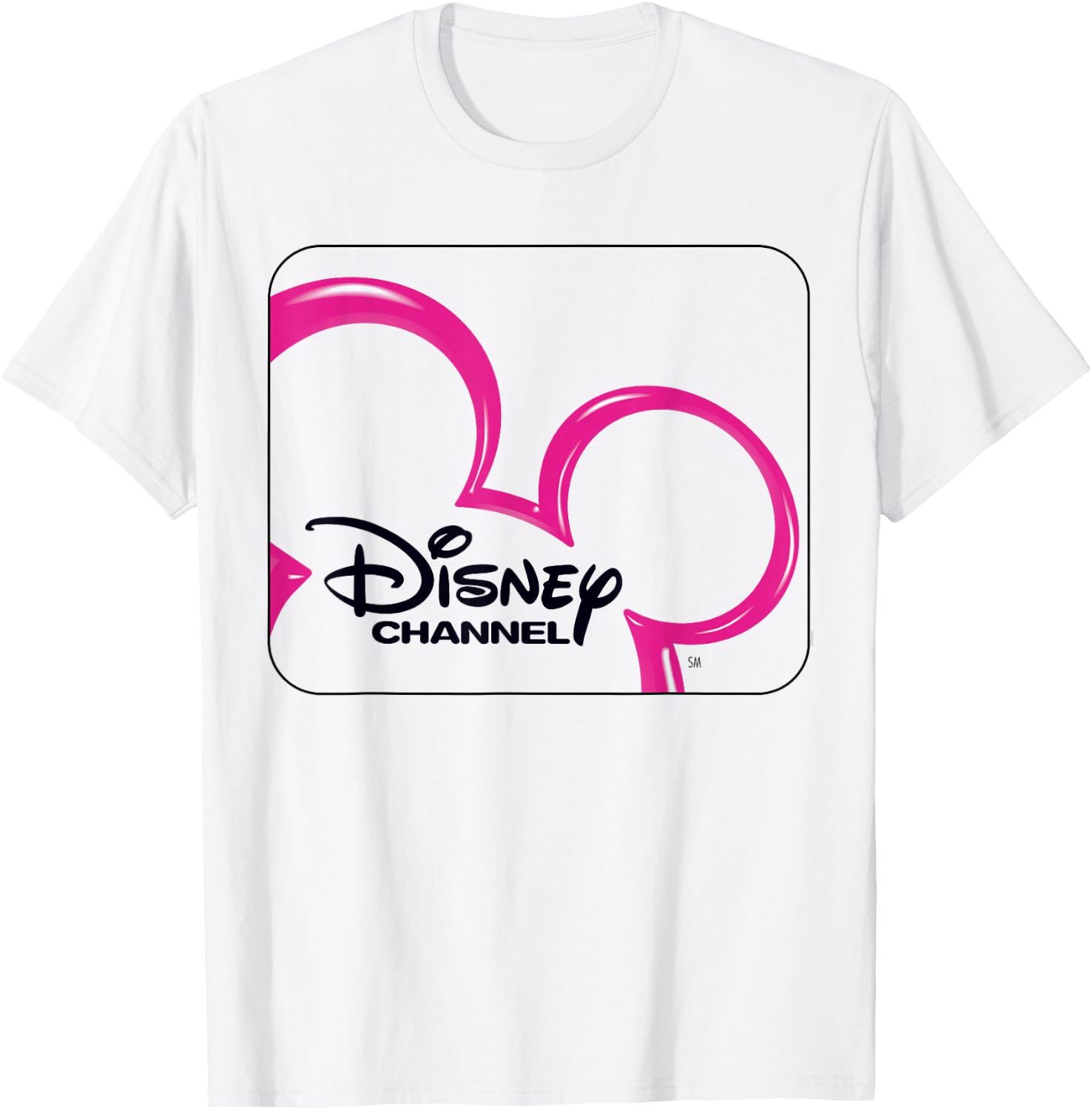 Disney Channel Official Mickey Mouse Pink Retro 2000s Logo T-Shirt - T-Shirt | White