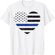 Thin Blue Line American Flag Heart Patriotic Kids Police T-Shirt - T-Shirt | White