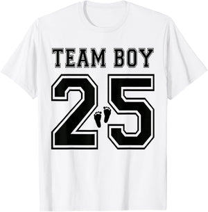 Team Boy 2025 Gender Reveal Boy Baby Shower Adoption T-Shirt - T-Shirt | White