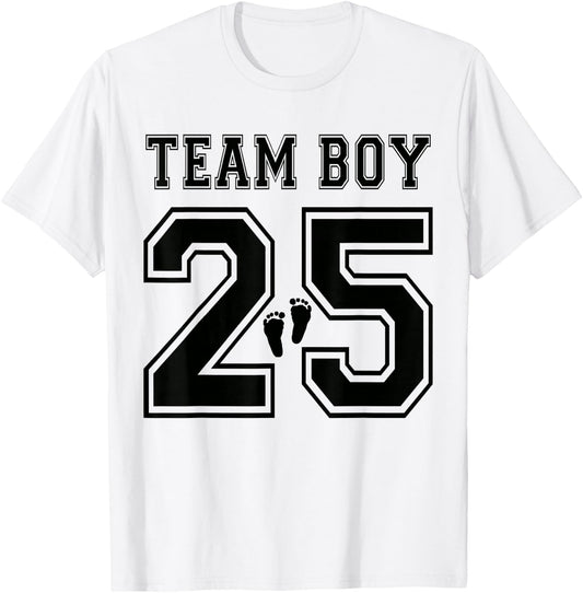Team Boy 2025 Gender Reveal Boy Baby Shower Adoption T-Shirt - T-Shirt | White