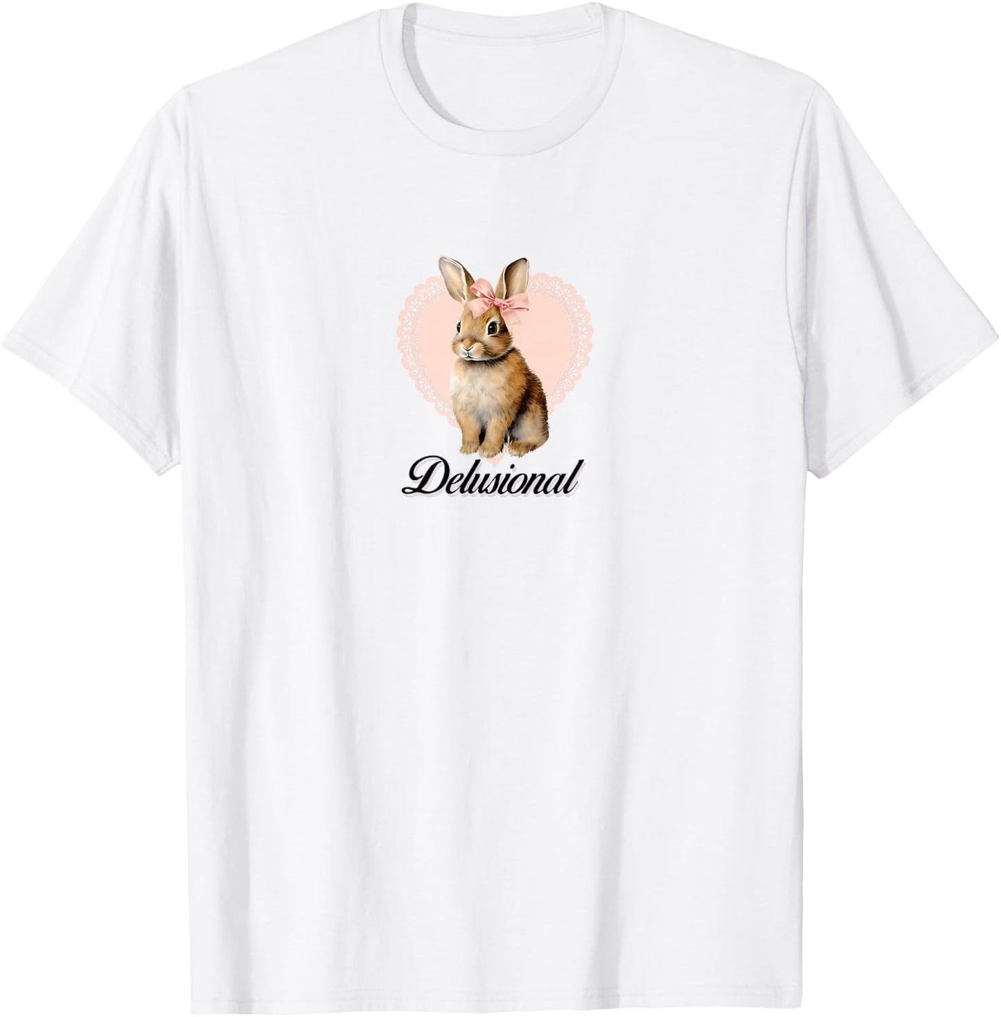 Delusional Coquette Rabbit Bunny Y2K Aesthetic T-Shirt - T-Shirt | White