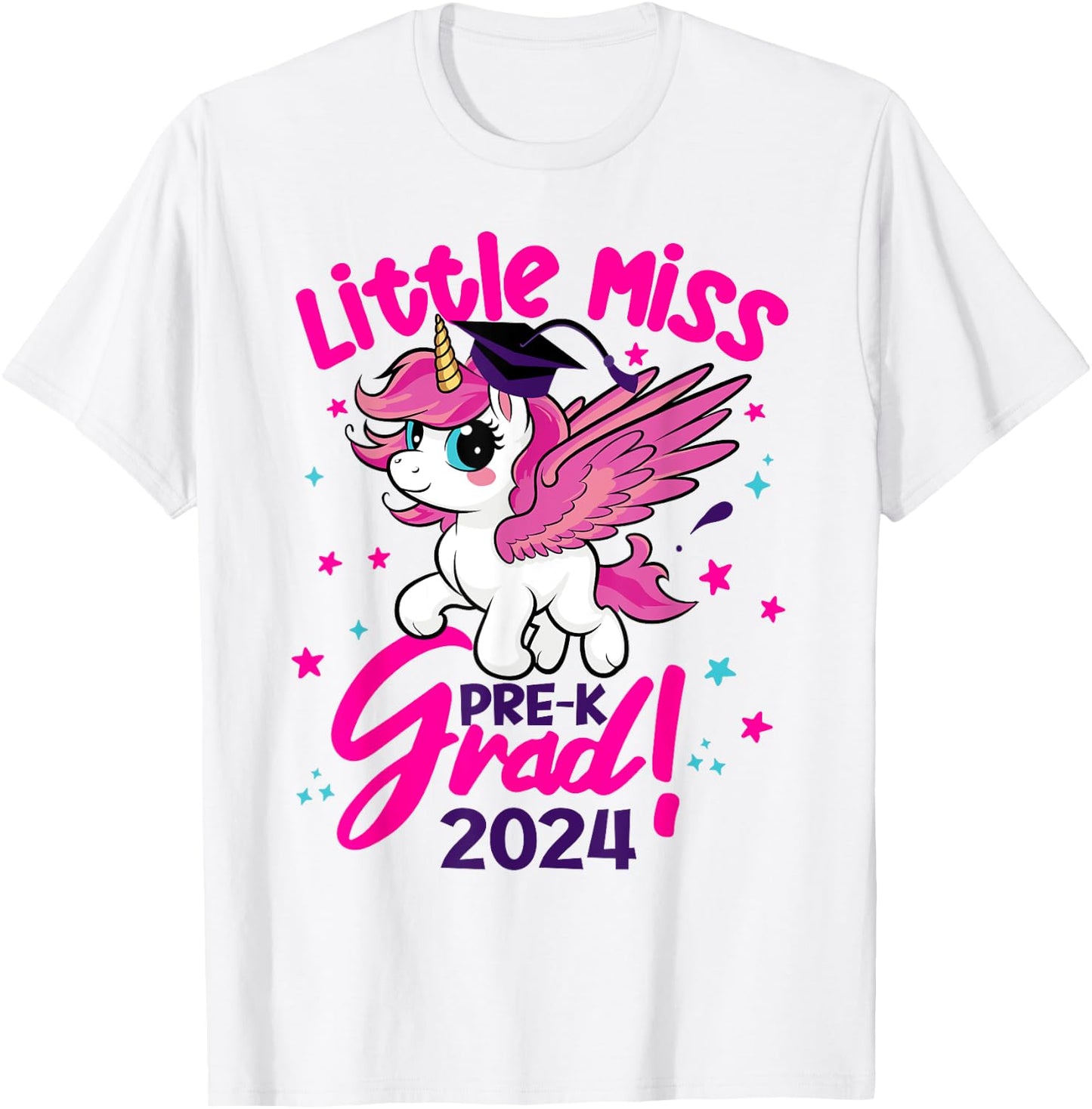 Unicorn Miss Pre-k Grad Preschool Graduation 2024 Kids Team T-Shirt - T-Shirt | White