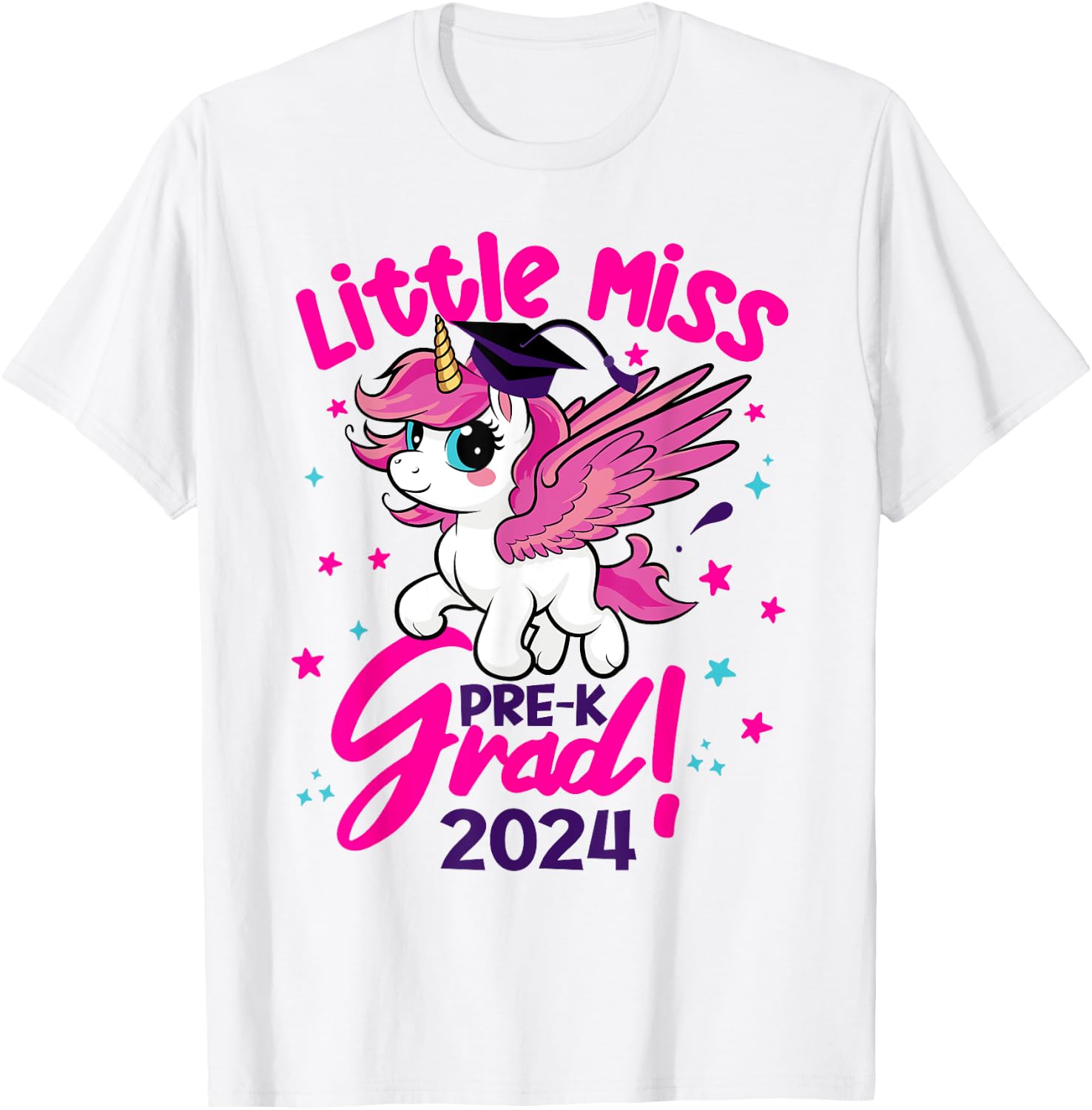Unicorn Miss Pre-k Grad Preschool Graduation 2024 Kids Team T-Shirt - T-Shirt | White