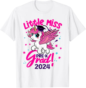 Unicorn Miss Pre-k Grad Preschool Graduation 2024 Kids Team T-Shirt - T-Shirt | White