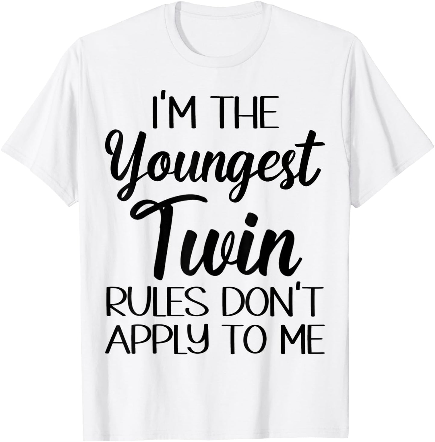 Youngest Twin Shirt Birthday Sibling Funny Twins Matching T-Shirt - T-Shirt | White