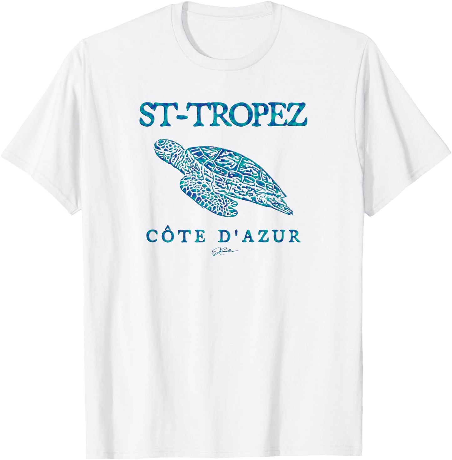 JCombs - Saint Tropez, French Riviera, Sea Turtle T-Shirt - T-Shirt | White