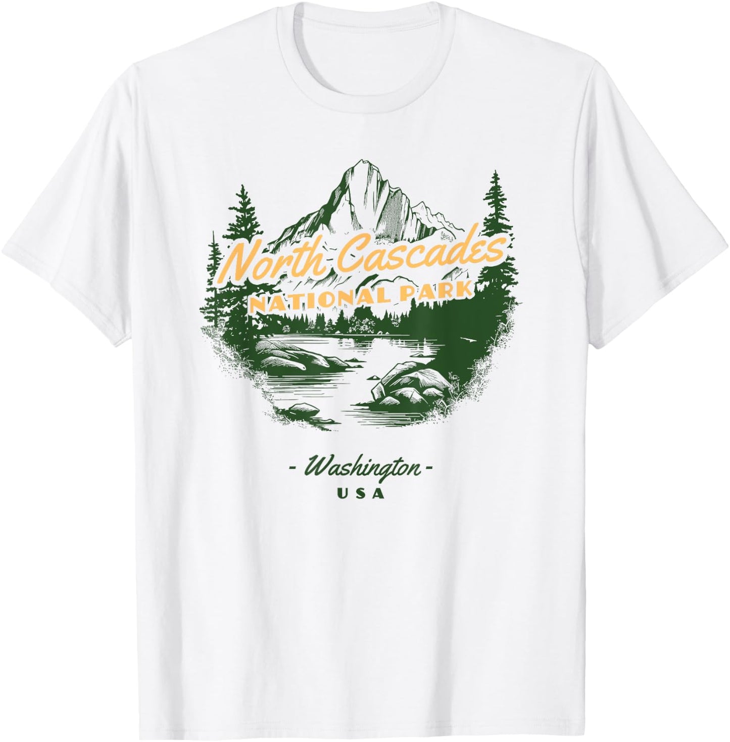 North Cascades National Park Washington Retro Vintage T-Shirt - T-Shirt | White