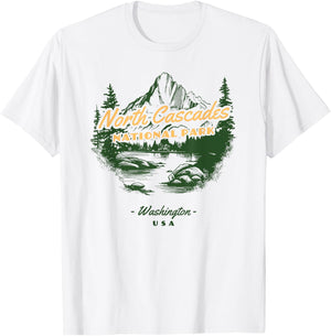 North Cascades National Park Washington Retro Vintage T-Shirt - T-Shirt | White